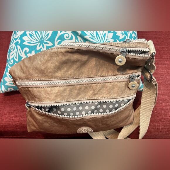 Kipling Adjustable Crossbody Purse Gold Casual Everyday Shoulder Bag Double Zip - Picture 9 of 12